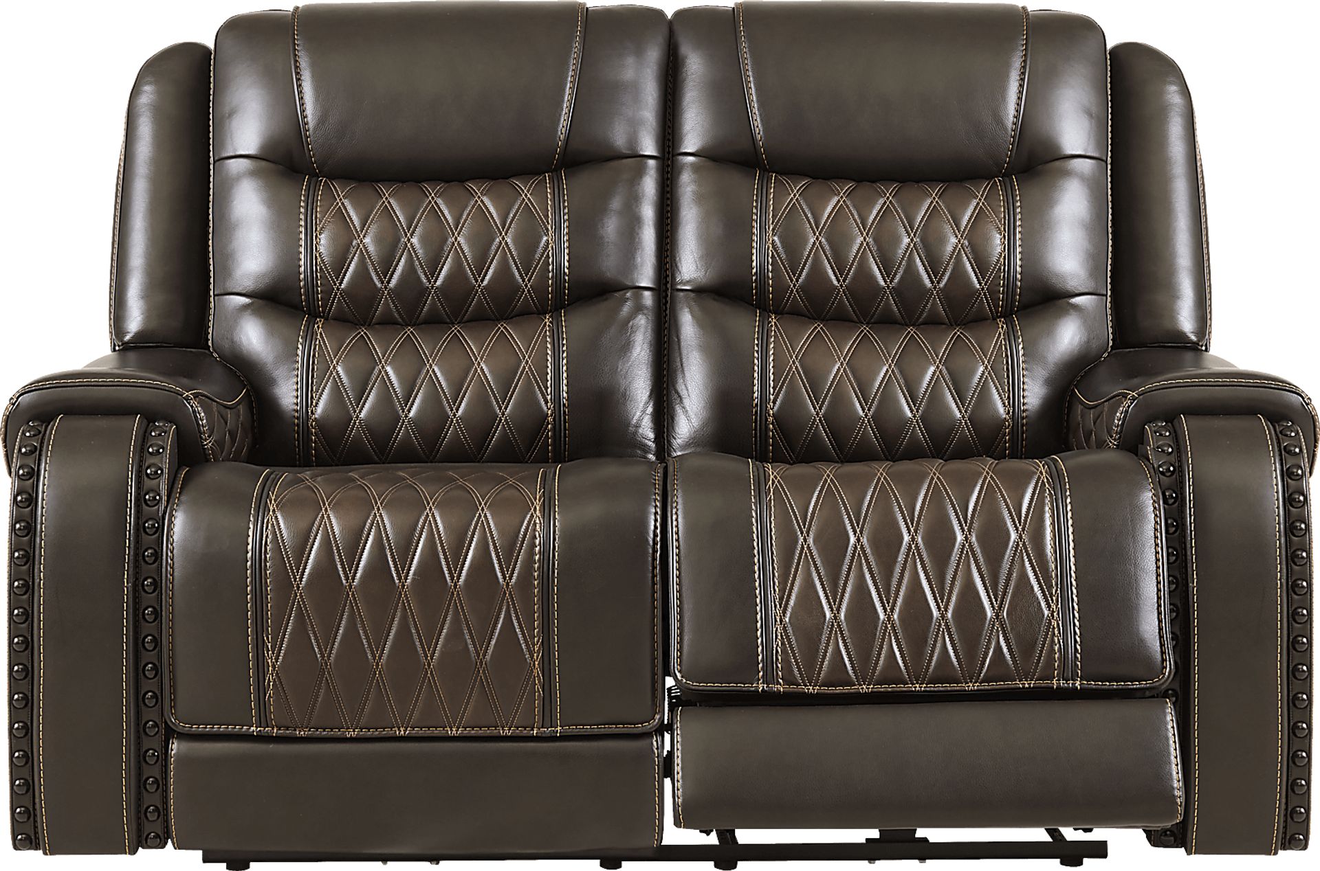 Marquee Brown Leather Reclining Loveseat - Image 1
