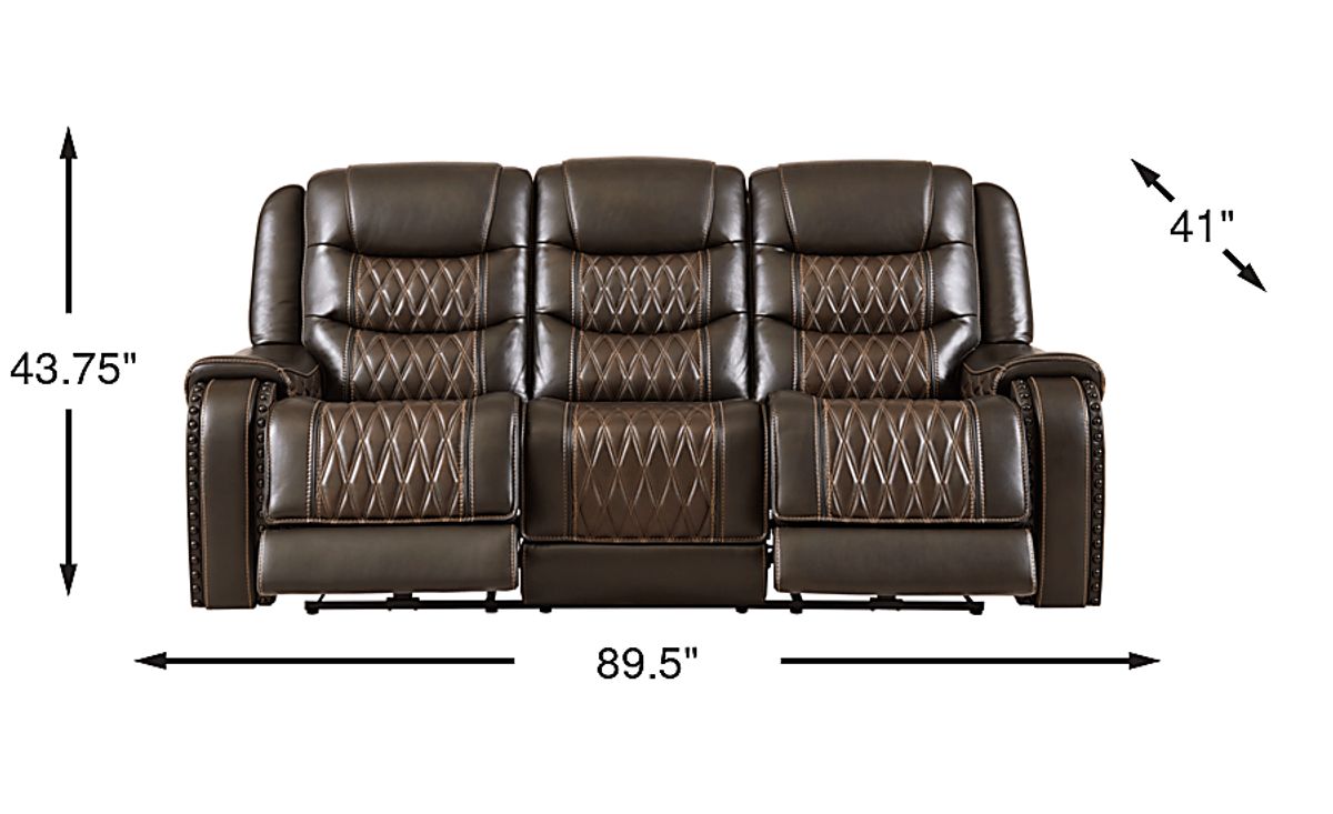 Drew & Jonathan Marquee Brown Leather Triple Power Reclining Sofa ...