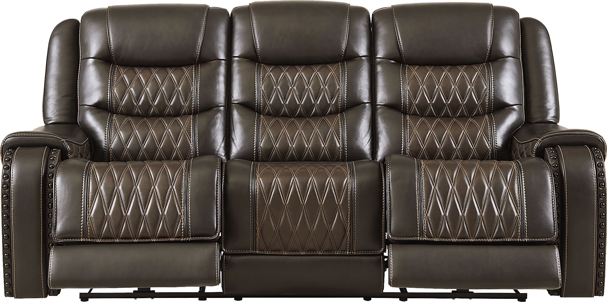 Marquee Brown Leather Triple Power Reclining Sofa