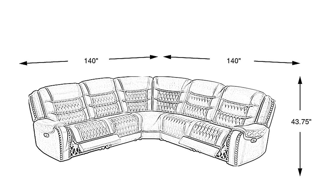 Marquee Leather 5 Pc Triple Power Reclining Sectional