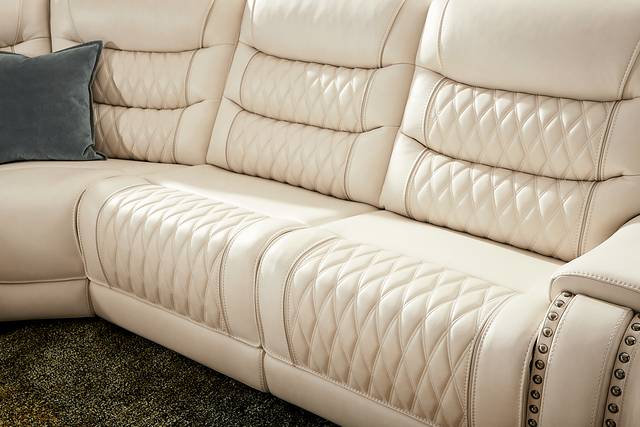 Marquee Cream 9 Pc Leather Triple Power Reclining Sectional Living Room - Thumbnail - Image 9