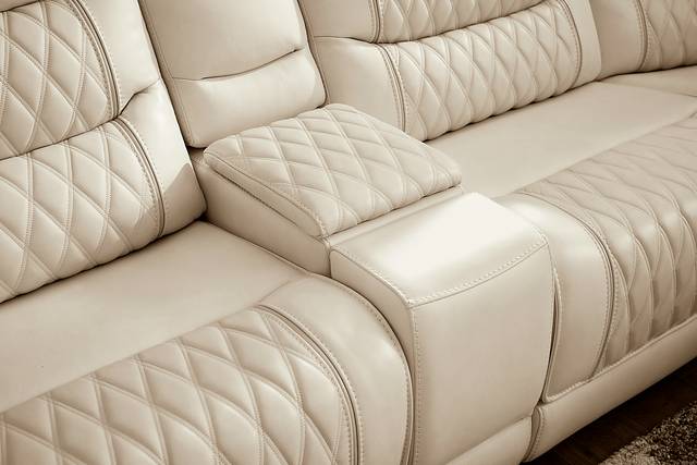 Marquee Cream 9 Pc Leather Triple Power Reclining Sectional Living Room - Thumbnail - Image 7