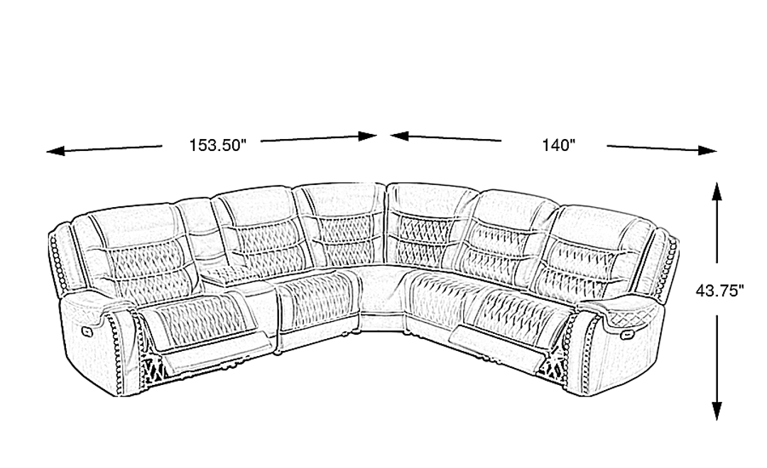 Marquee Leather 6 Pc Triple Power Reclining Sectional