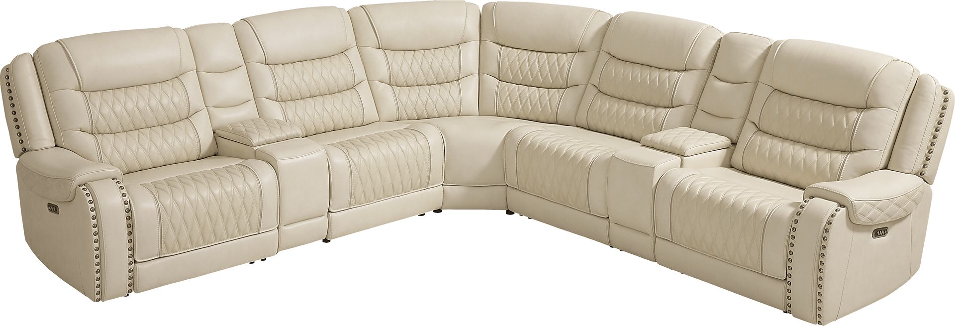 Marquee Cream 10 Pc Leather Triple Power Reclining Sectional Living Room - Image 3