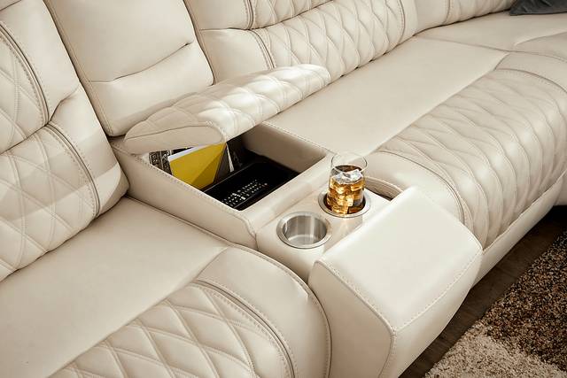 Marquee Cream 10 Pc Leather Triple Power Reclining Sectional Living Room - Thumbnail - Image 5