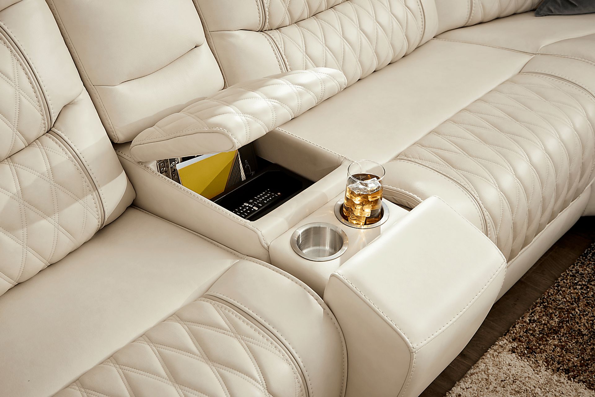 Marquee Cream 10 Pc Leather Triple Power Reclining Sectional Living Room - Image 5
