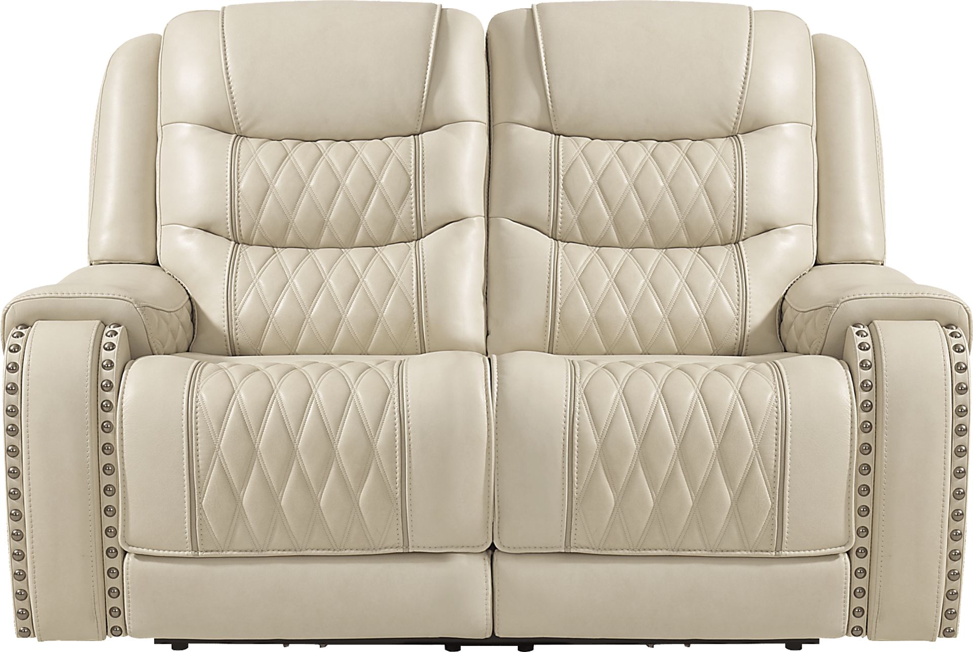 Marquee Cream Leather Reclining Loveseat - Image 2