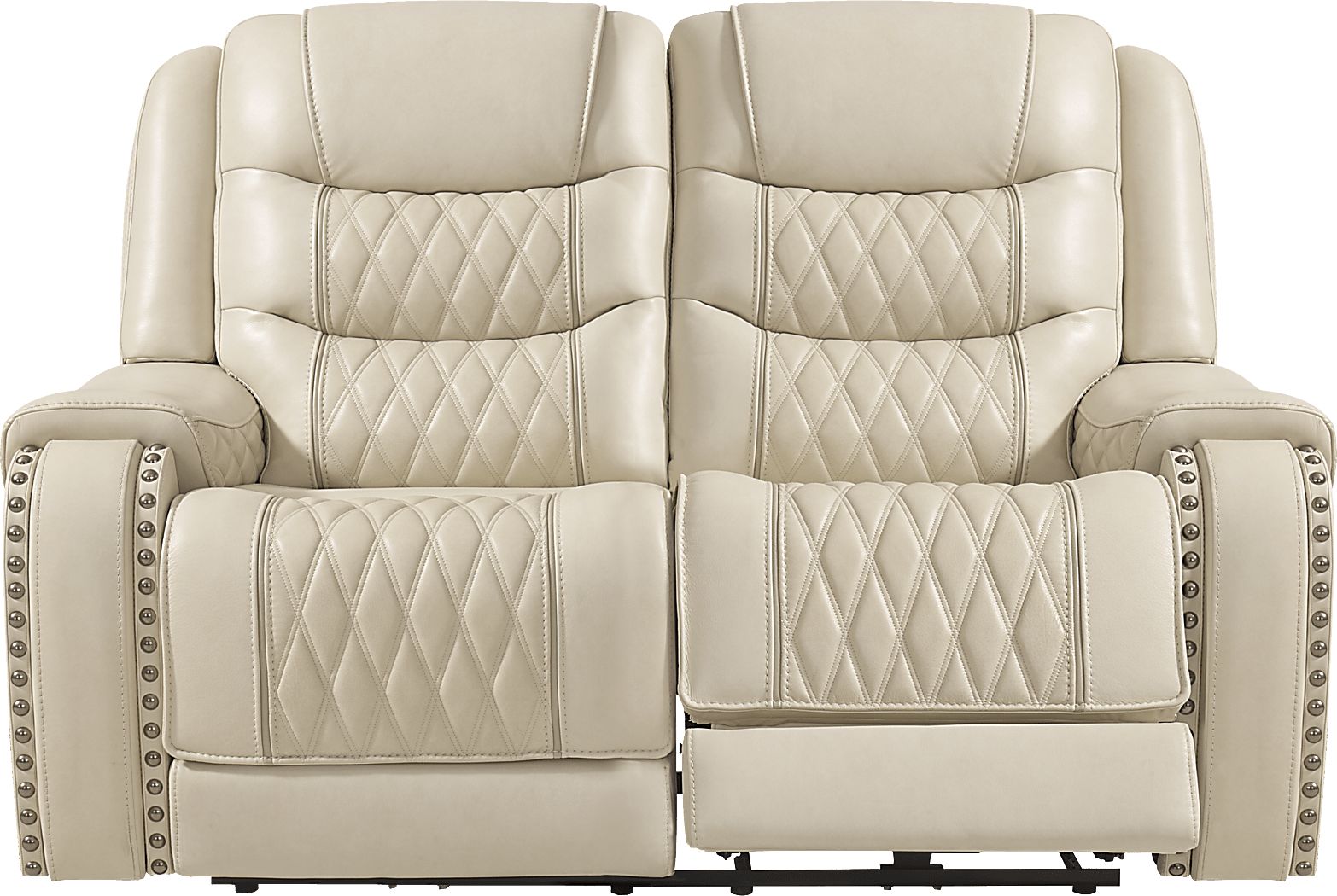 Marquee Cream Leather Reclining Loveseat