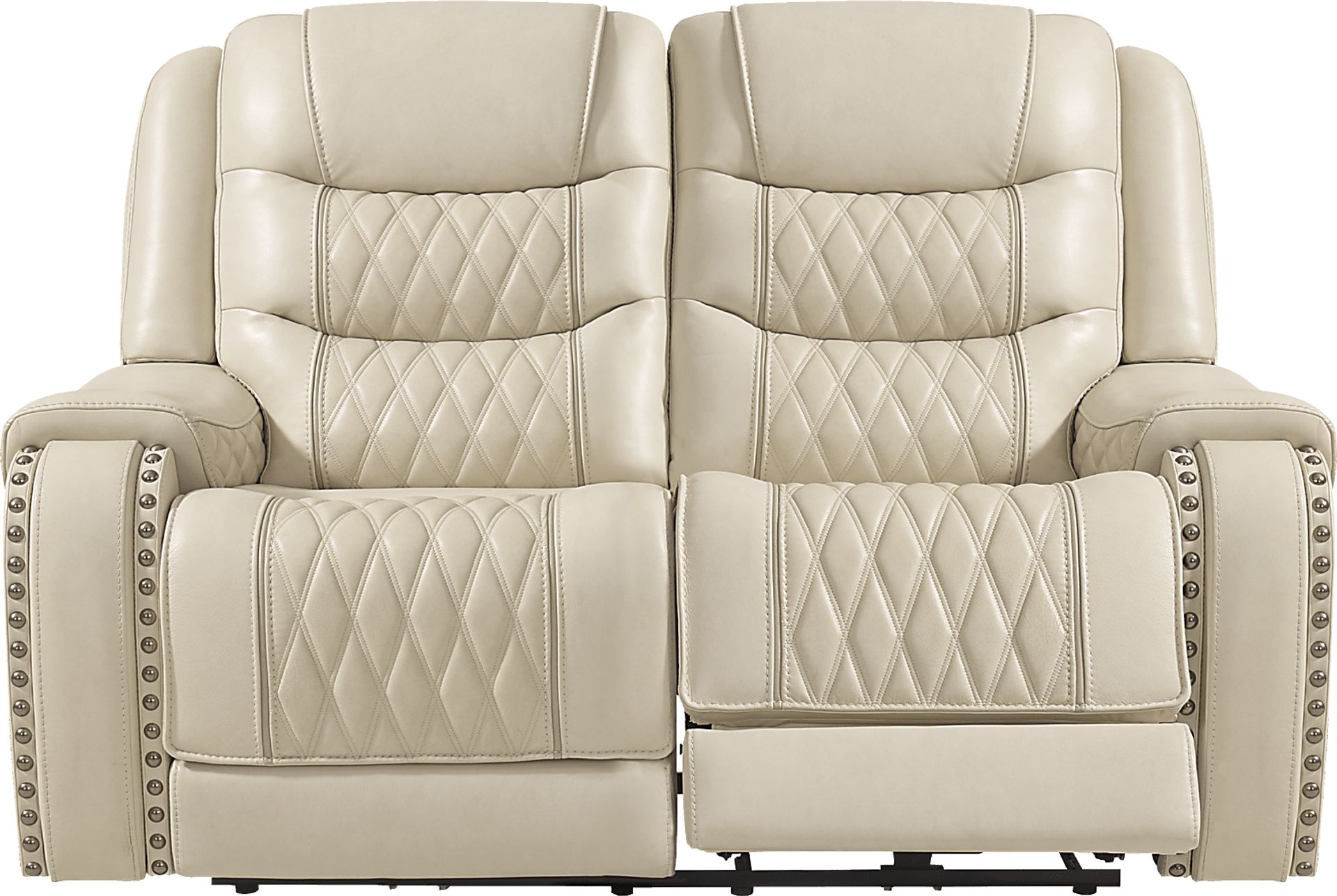 Marquee Cream Leather Reclining Loveseat - Image 1