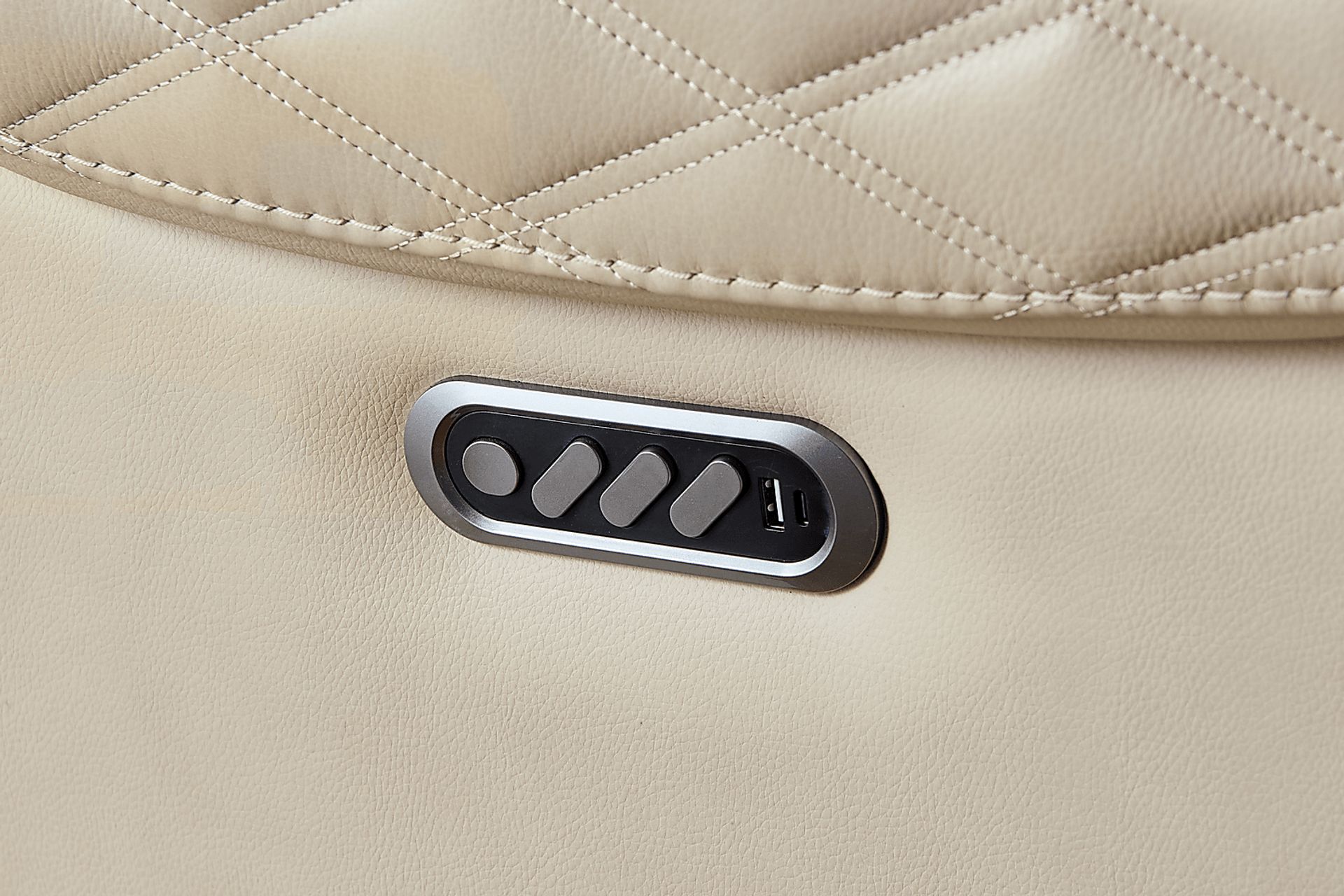 Marquee Cream Leather Triple Power Recliner - Image 7