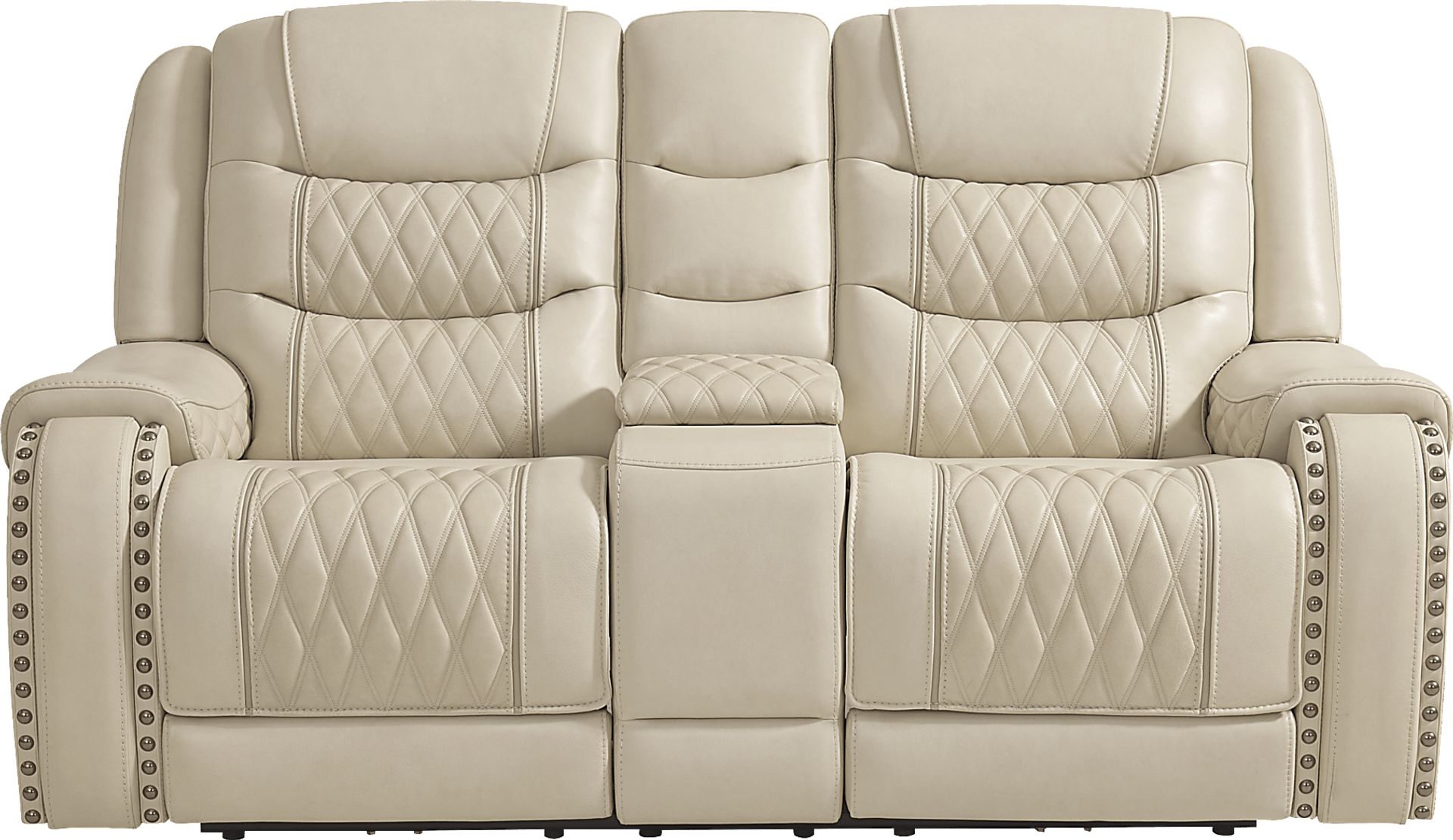 Marquee Cream Leather Triple Power Reclining Loveseat - Image 2