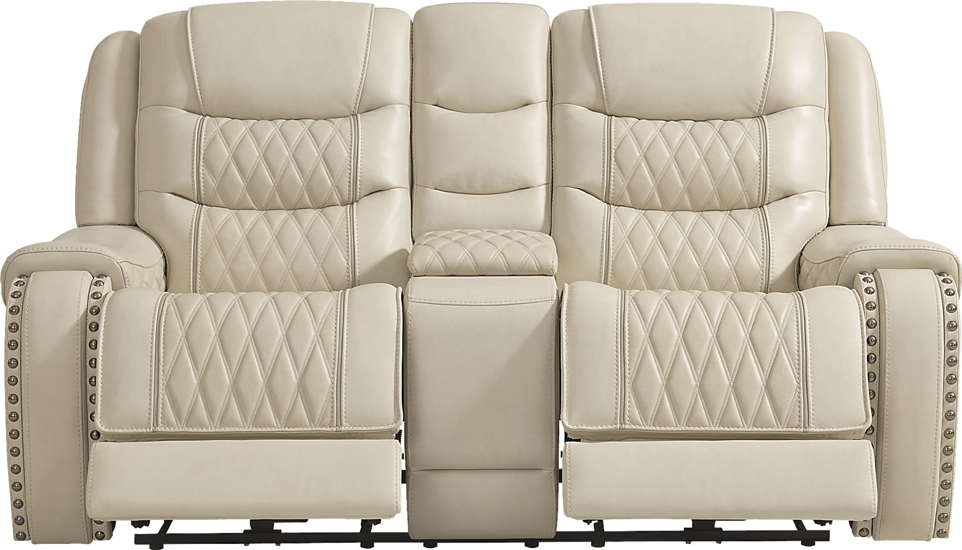 Marquee Cream Leather Triple Power Reclining Loveseat - Image 1