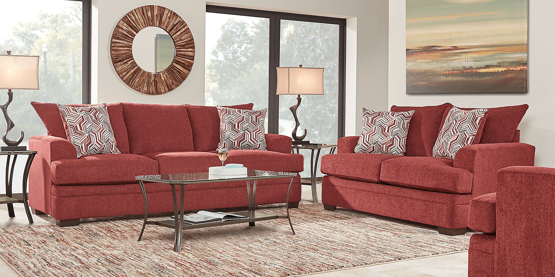 Marquis Heights Red 3 Pc Living Room - Image 1