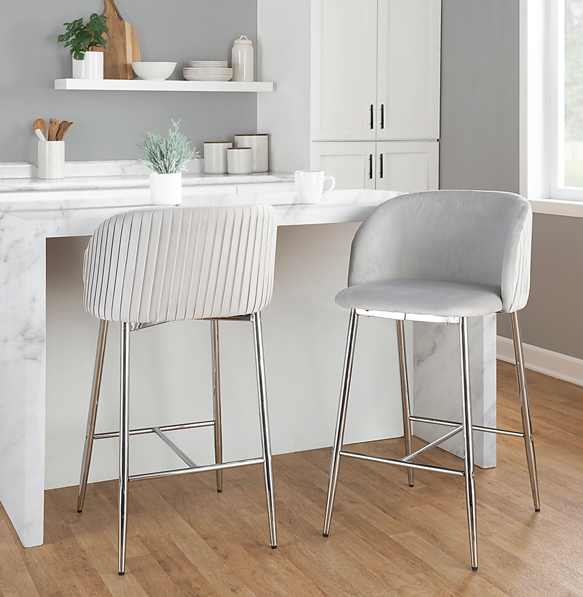 Marsanne III Silver Counter Height Stool, Set of 2 - Image 2