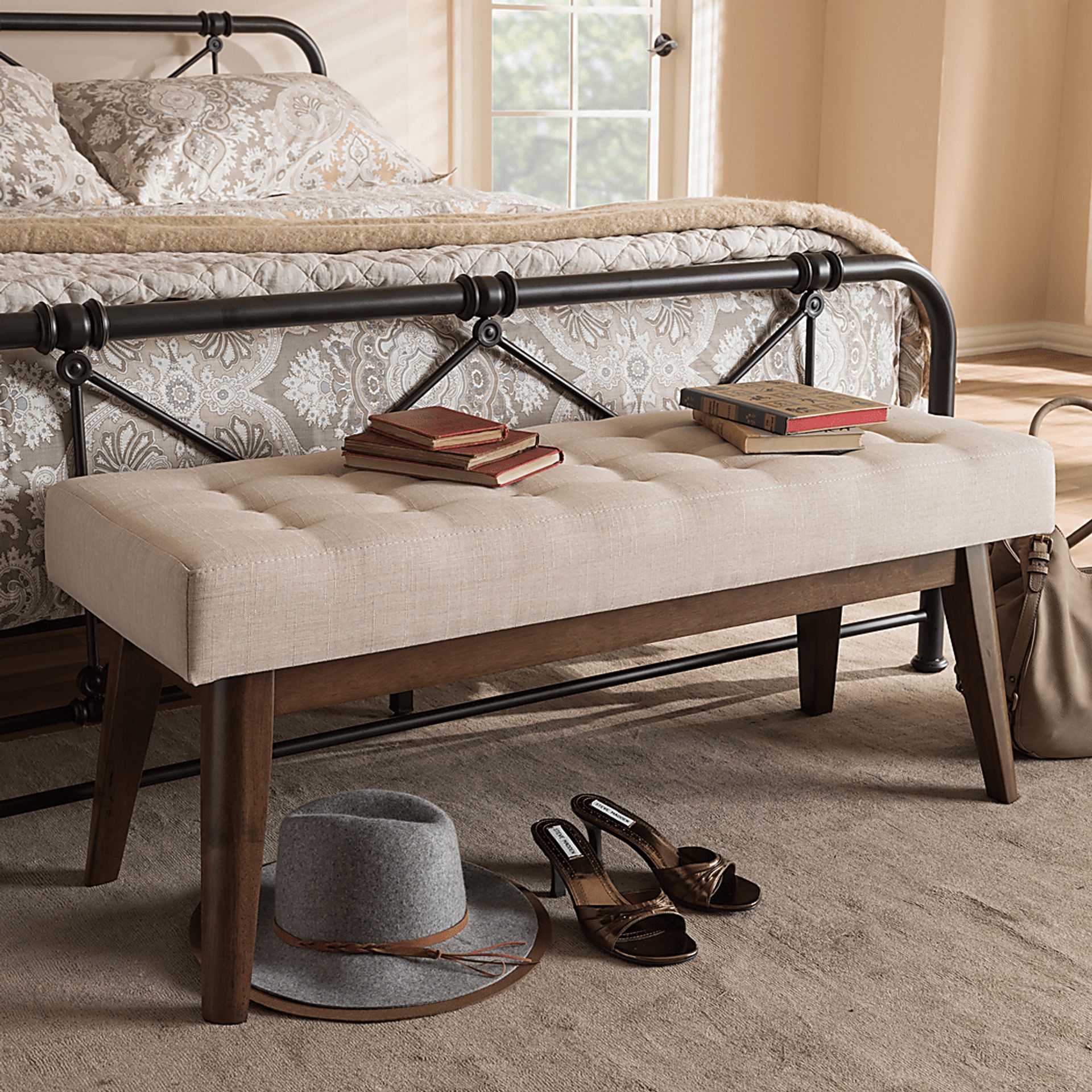 Marshead Beige Accent Bench - Image 3