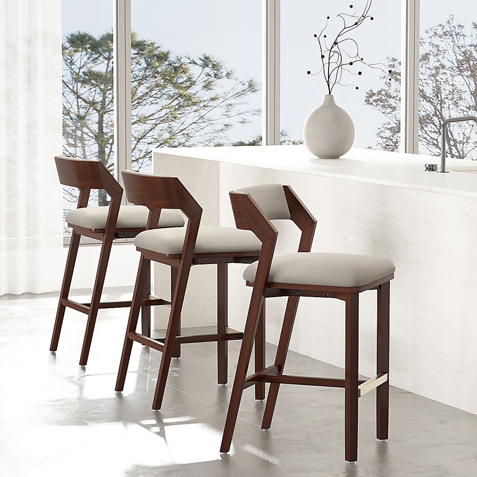 Marspoly Beige Barstool - Image 2