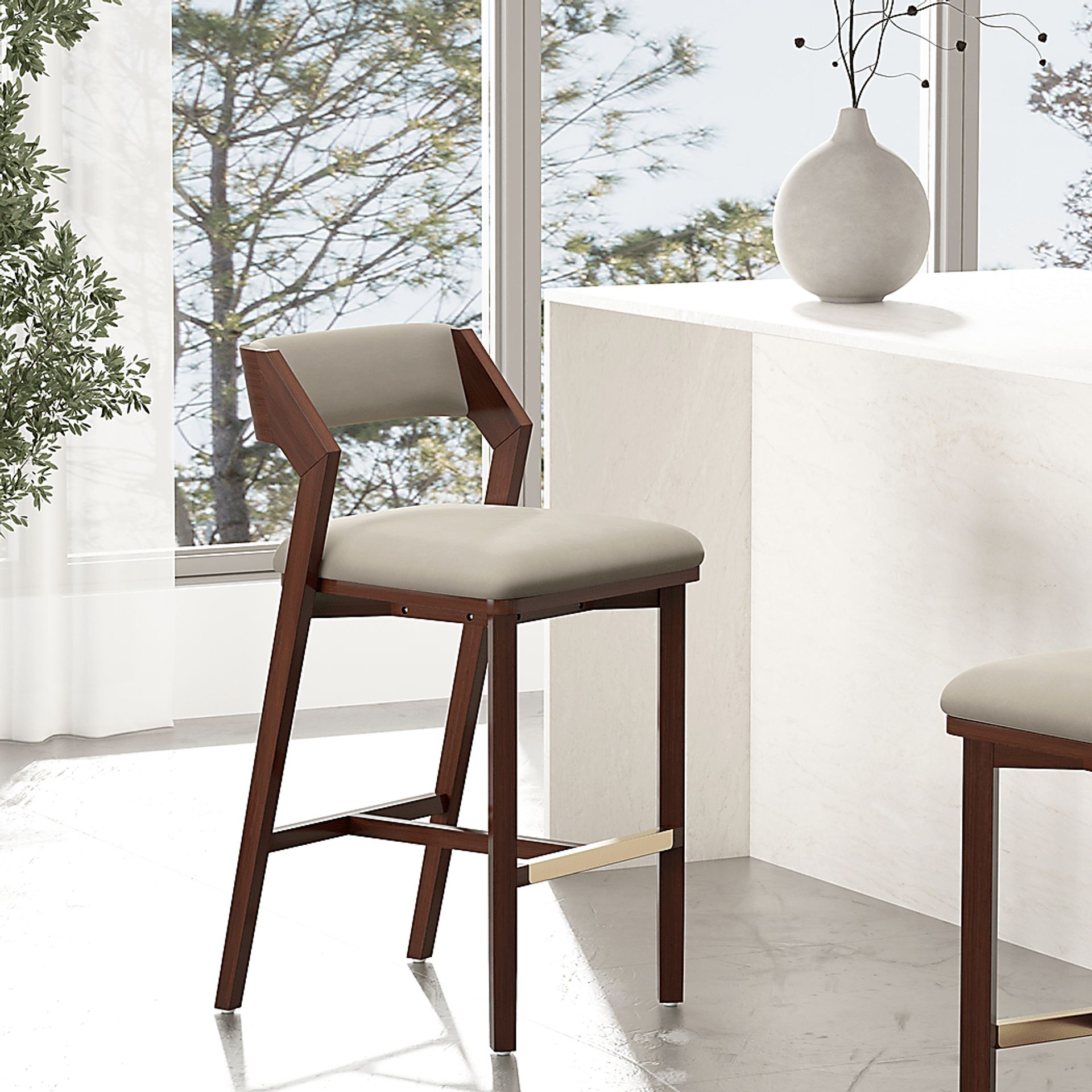 Marspoly Beige Barstool - Image 3