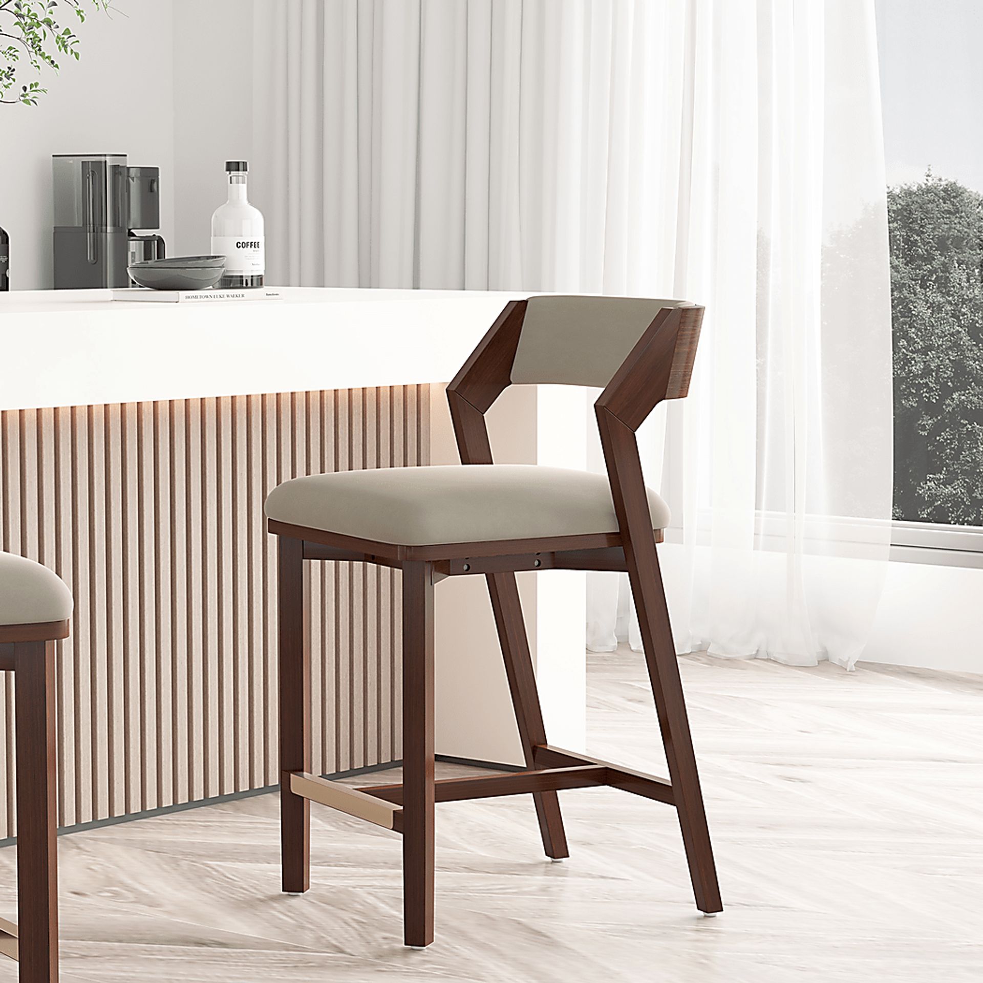 Marspoly Beige Counter Height Stool - Image 3