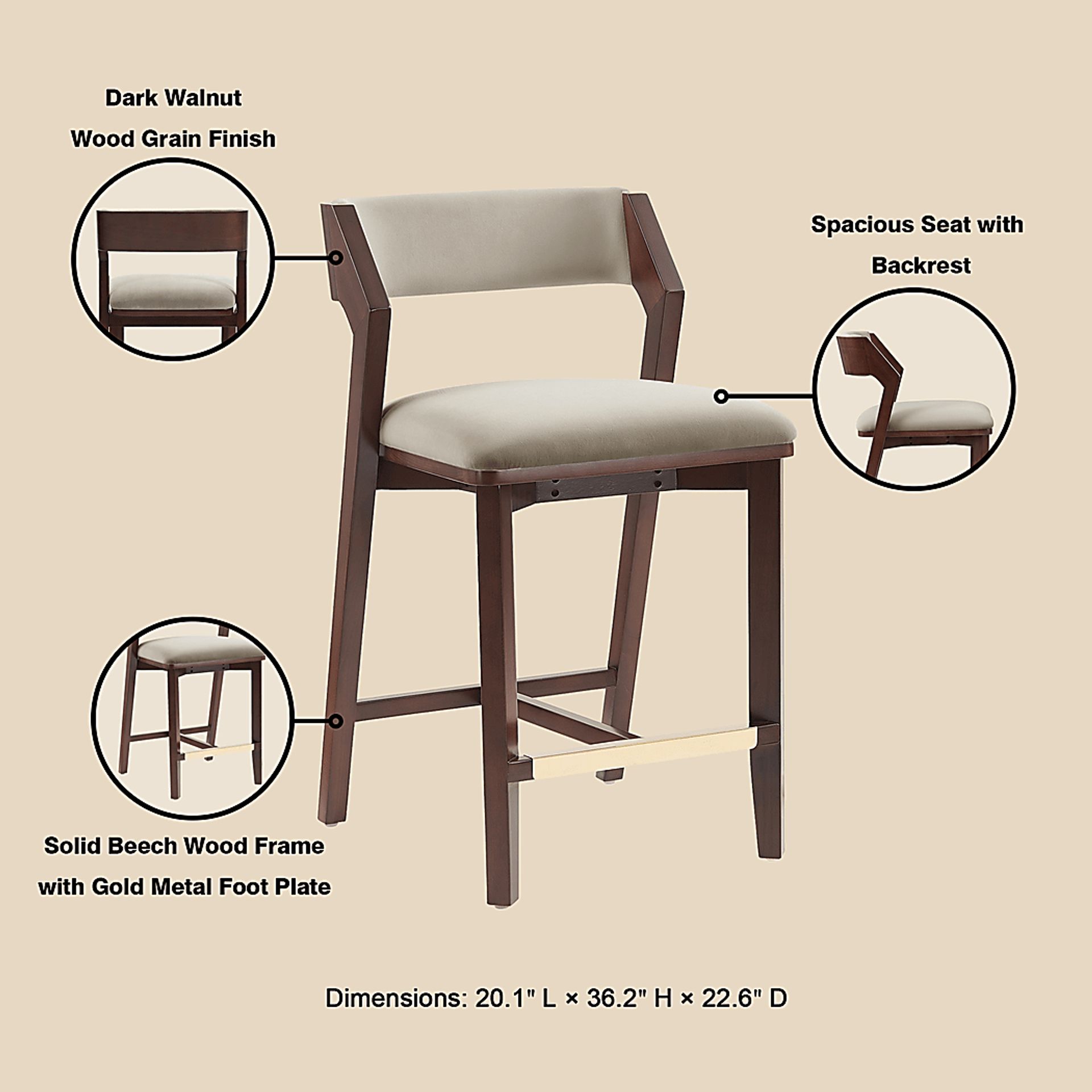 Marspoly Beige Counter Height Stool - Image 9