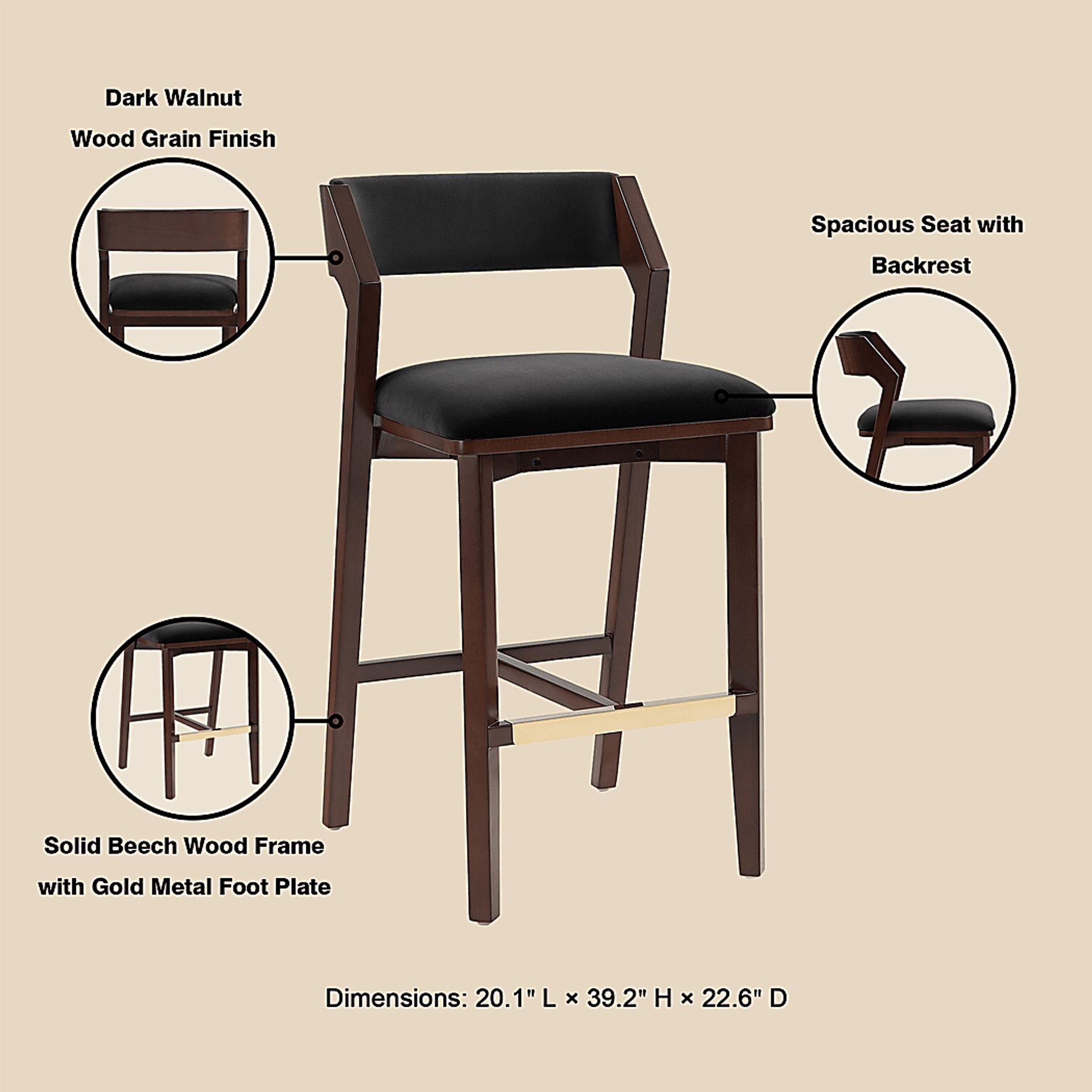 Marspoly Black Barstool - Image 4