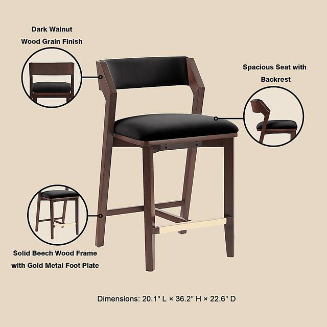 Marspoly Black Counter Height Stool - Thumbnail - Image 4