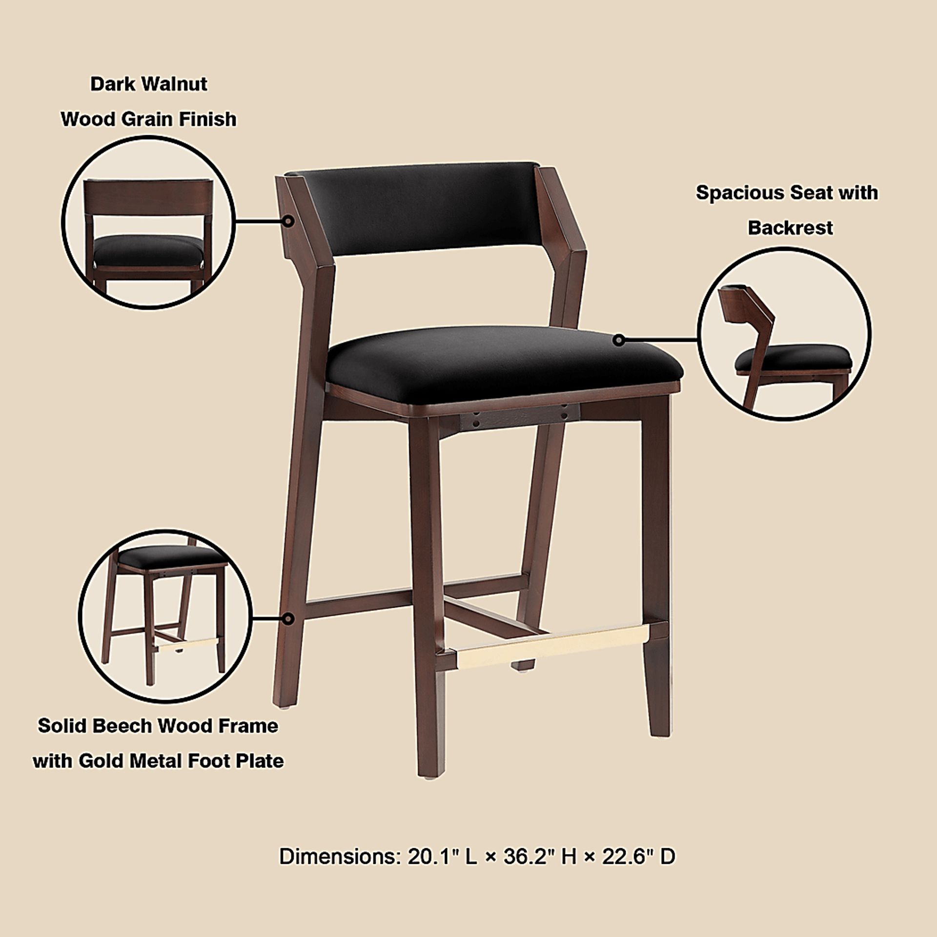 Marspoly Black Counter Height Stool - Image 4