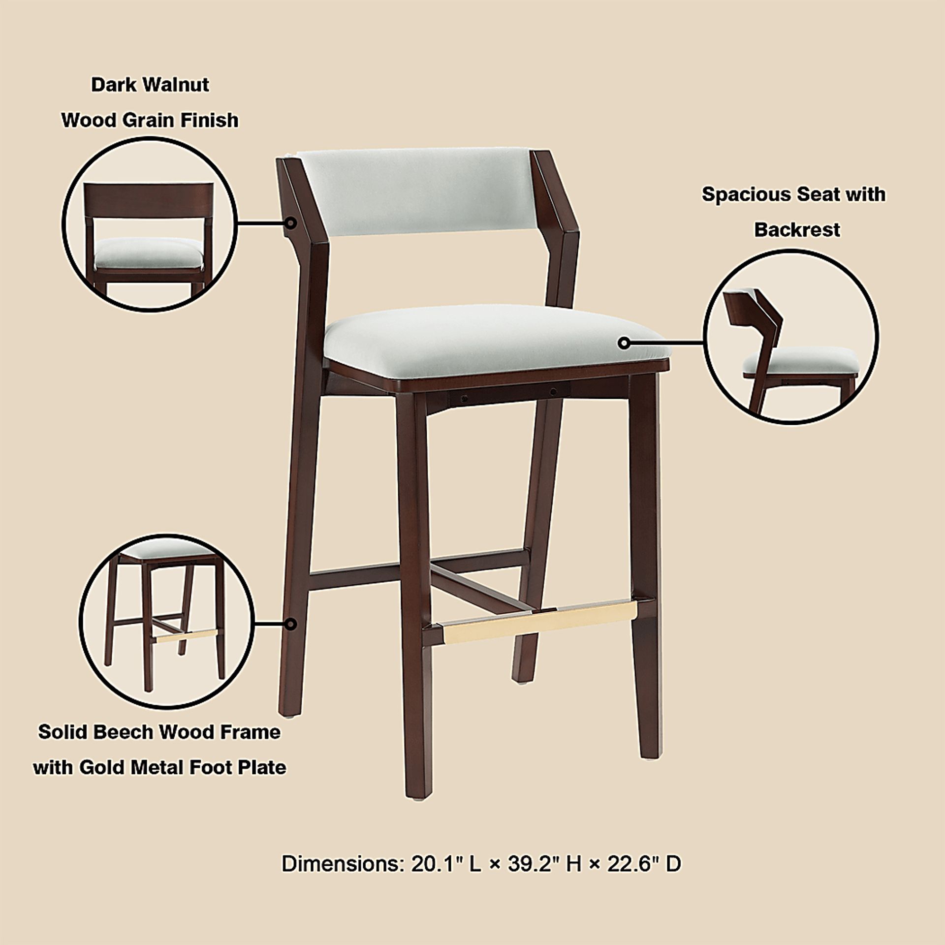 Marspoly White Barstool - Image 3