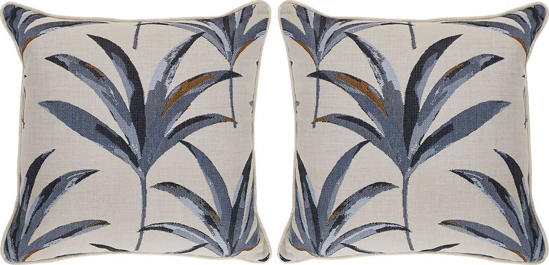 Martinique Beach Blue Indoor/Outdoor Accent Pillows, Set of Two
