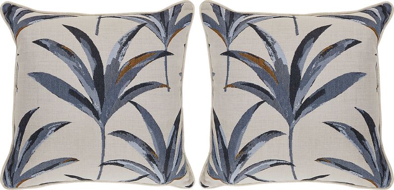 Martinique Beach Blue Indoor/Outdoor Accent Pillows, Set of Two