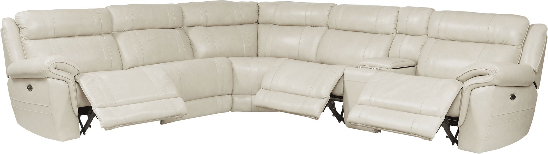 Martino Beige 6 Pc Leather Power Reclining Sectional - Image 3