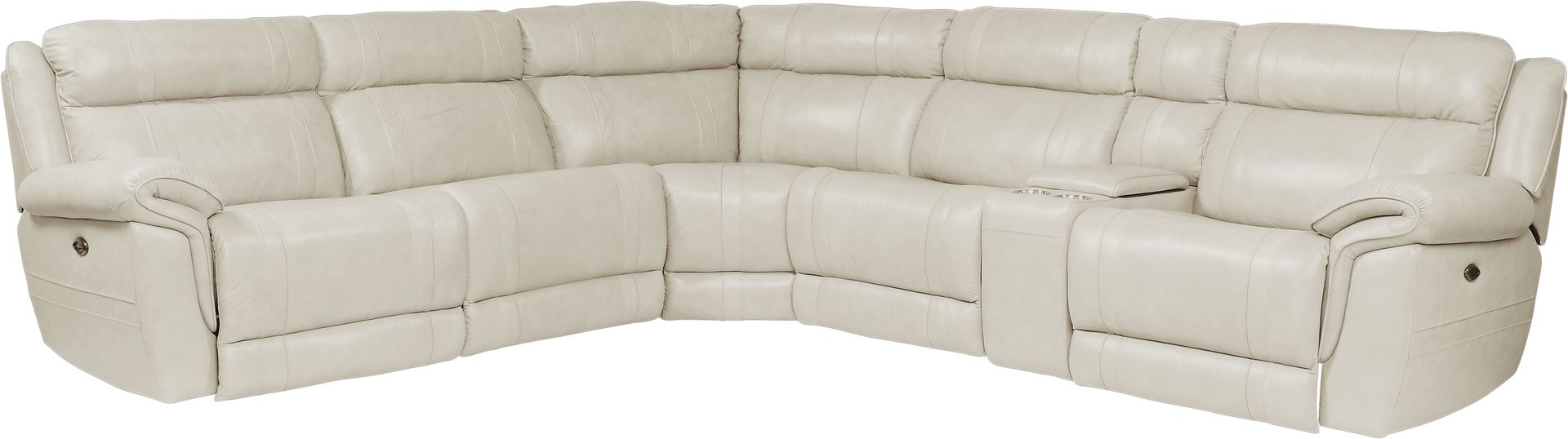 Martino Beige 6 Pc Leather Power Reclining Sectional - Image 1