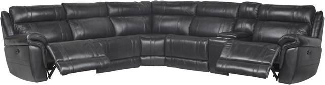 Martino Black 6 Pc Leather Power Reclining Sectional - Thumbnail - Image 3