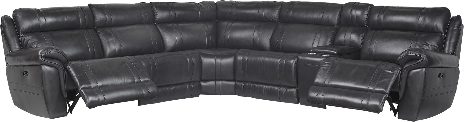 Martino Black 6 Pc Leather Power Reclining Sectional - Image 3