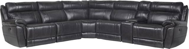 Martino Black 6 Pc Leather Power Reclining Sectional - Thumbnail - Image 1