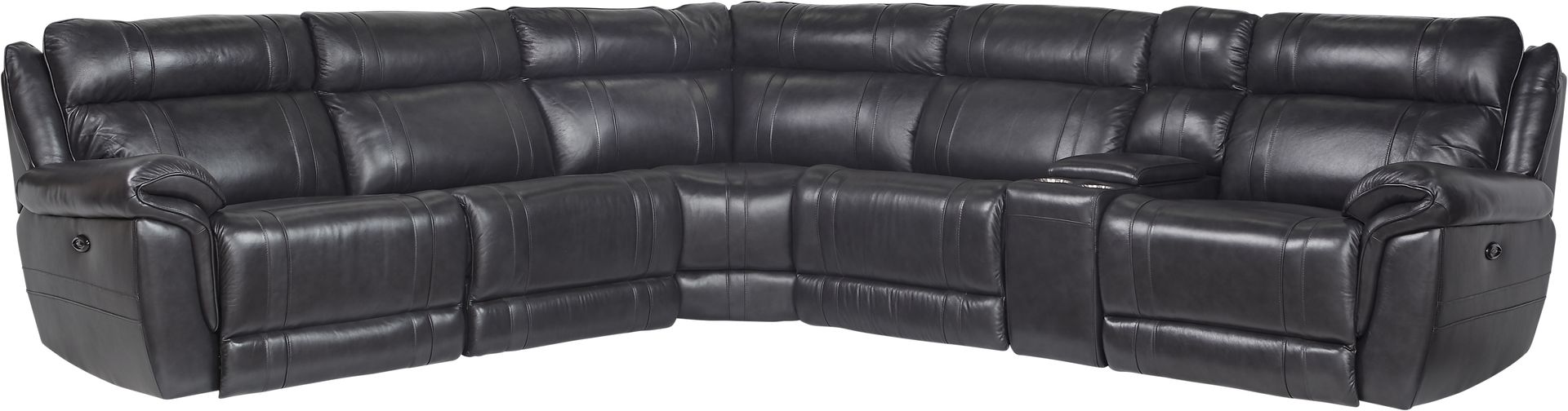 Martino Black 6 Pc Leather Power Reclining Sectional - Image 1