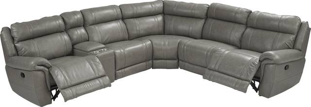 Martino Gray 6 Pc Leather Reclining Sectional - Thumbnail - Image 3
