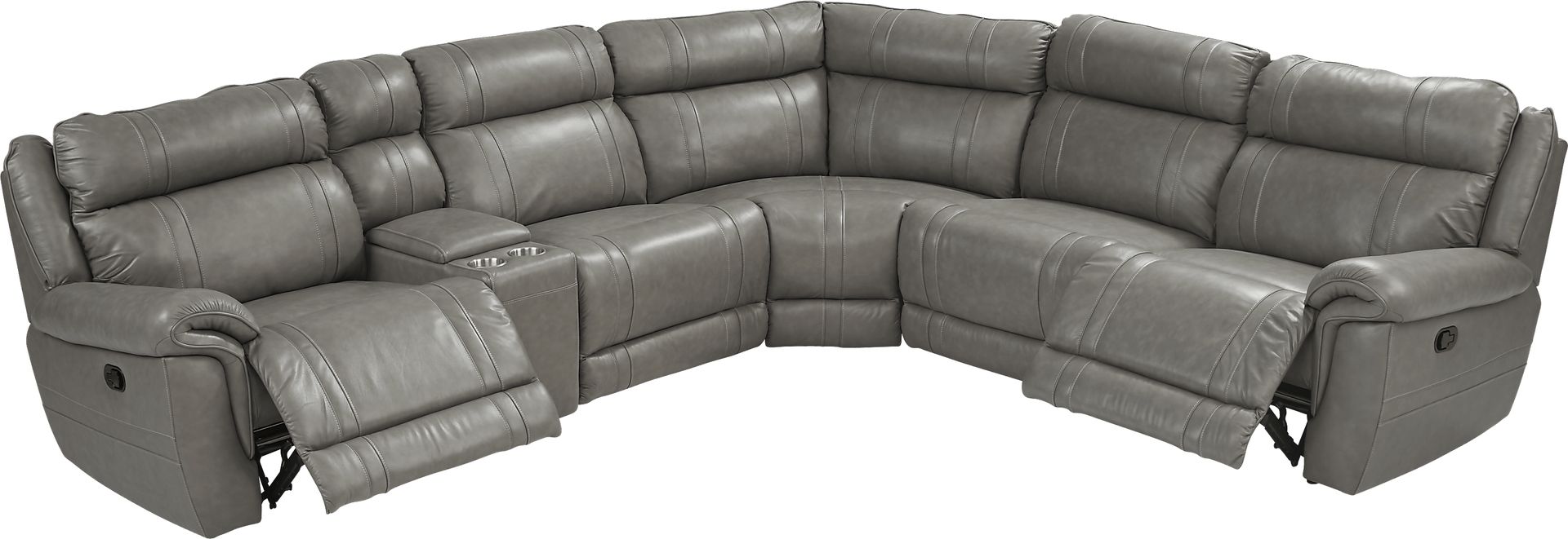 Martino Gray 6 Pc Leather Reclining Sectional - Image 3