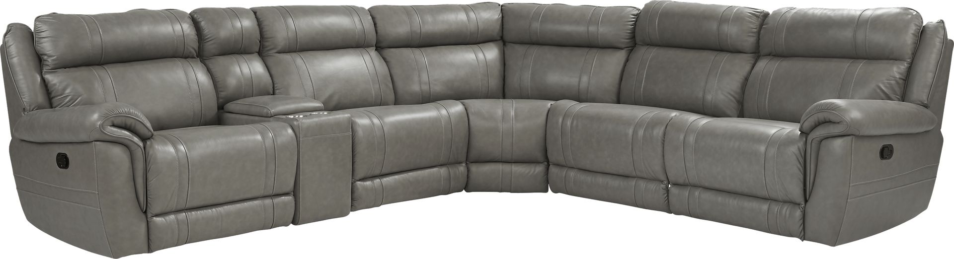 Martino Gray 6 Pc Leather Reclining Sectional - Image 1