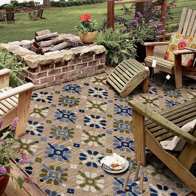 Martoise Blue 6' x 9' Indoor/Outdoor Rug - Thumbnail - Image 3