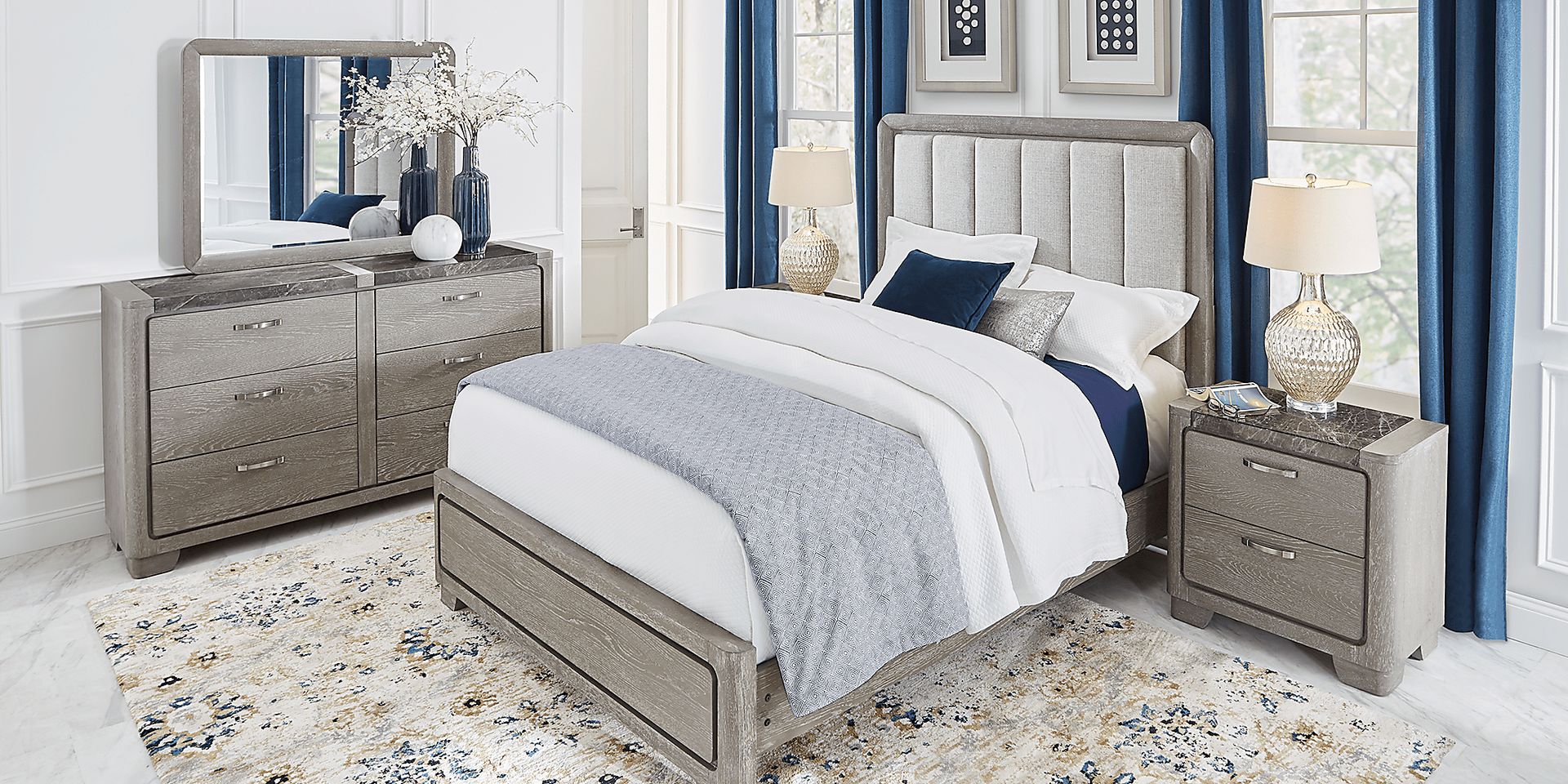 Marvella Gray 5 Pc King Panel Bedroom - Image 2