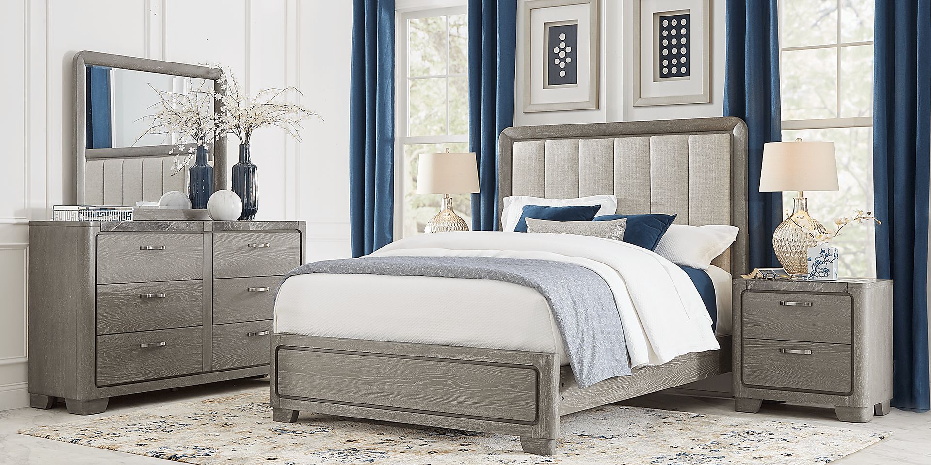 Marvella Gray 3 Pc Queen Panel Bed - Image 2