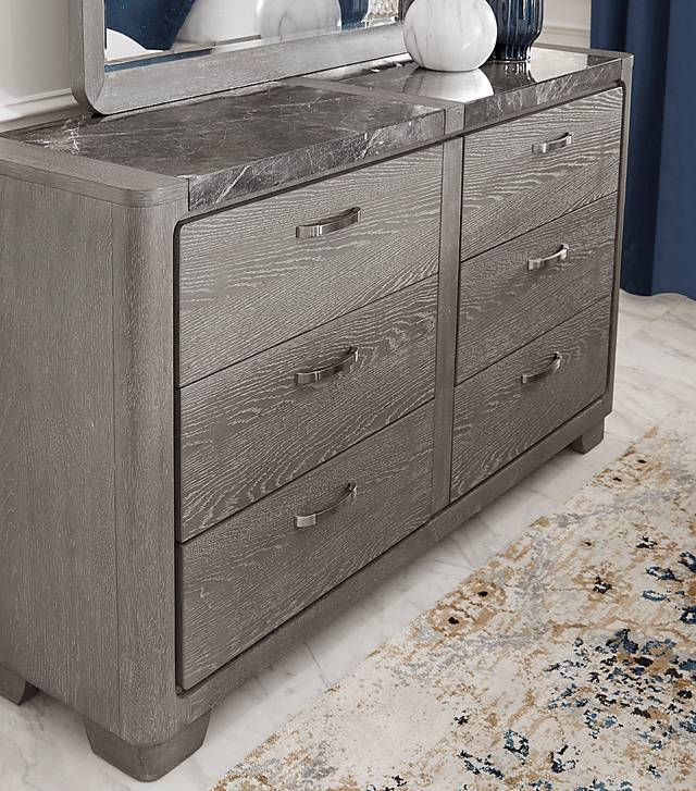 Marvella Gray 5 Pc King Panel Bedroom - Thumbnail - Image 6
