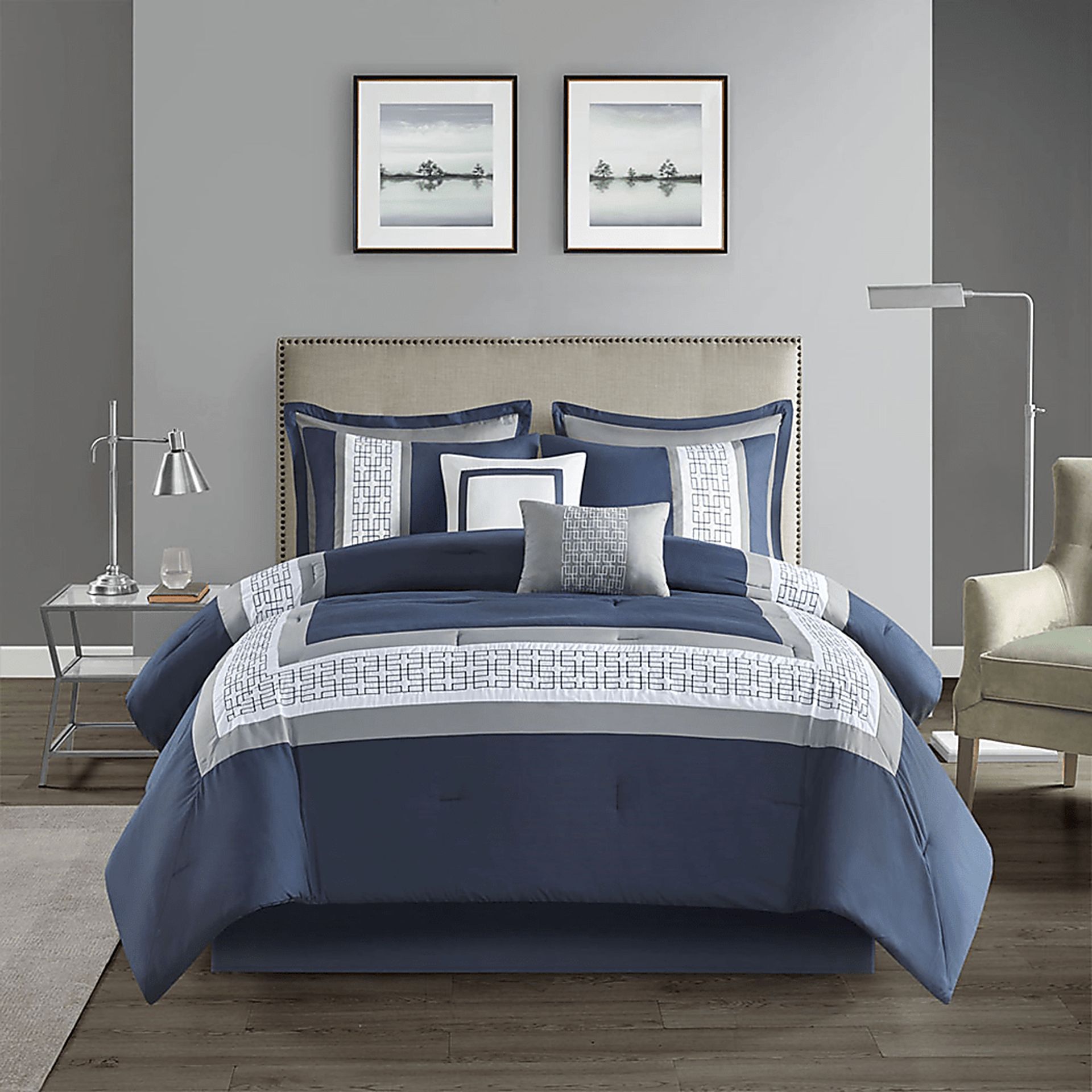 Marwin Blue 8pc Cal King Comforter Set - Image 2
