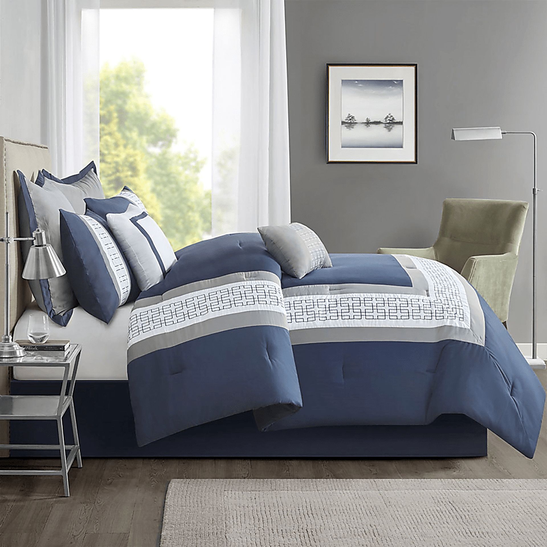 Marwin Blue 8pc Cal King Comforter Set - Image 3