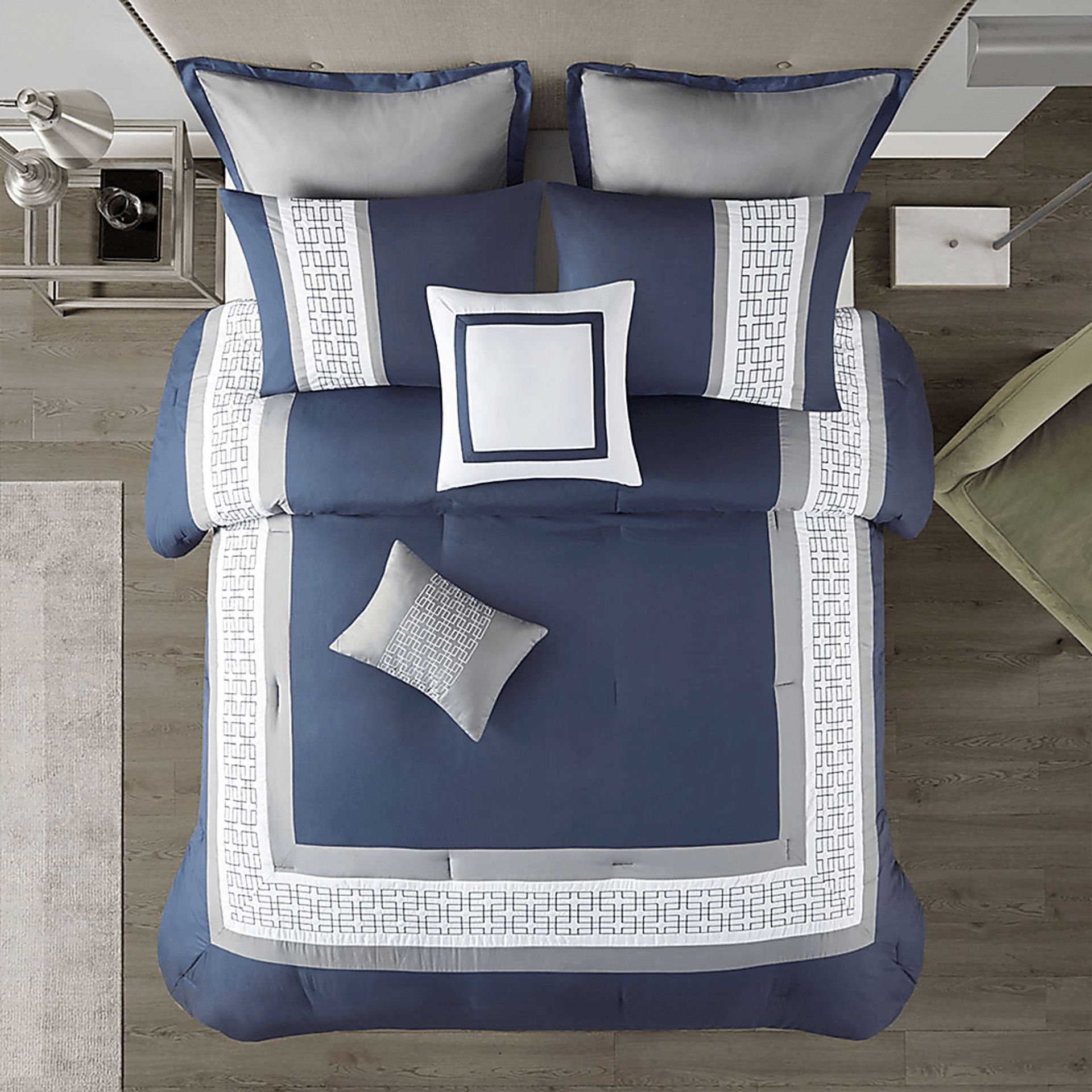 Marwin Blue 8pc Cal King Comforter Set - Image 4