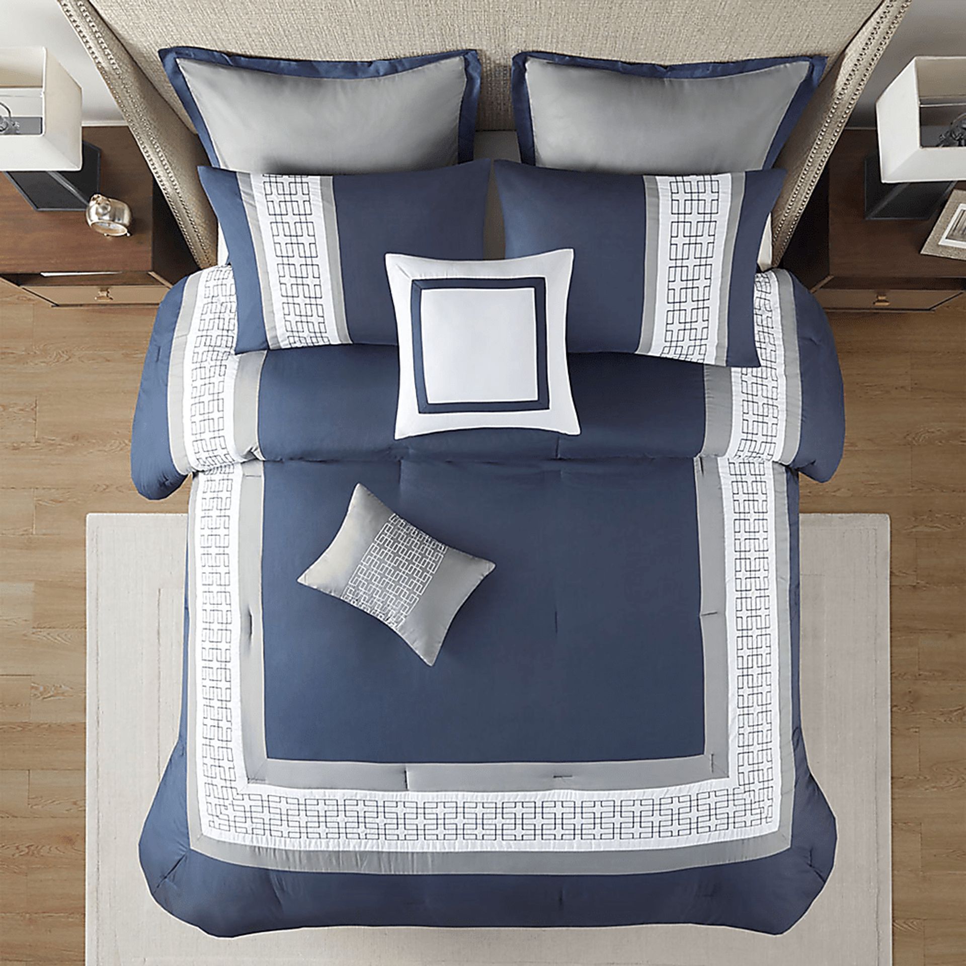 Marwin Blue 8pc Cal King Comforter Set - Image 6