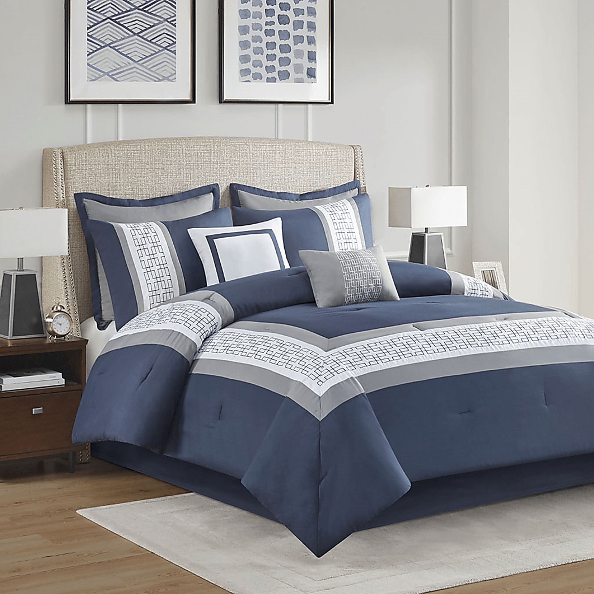 Marwin Blue 8pc Cal King Comforter Set - Image 8