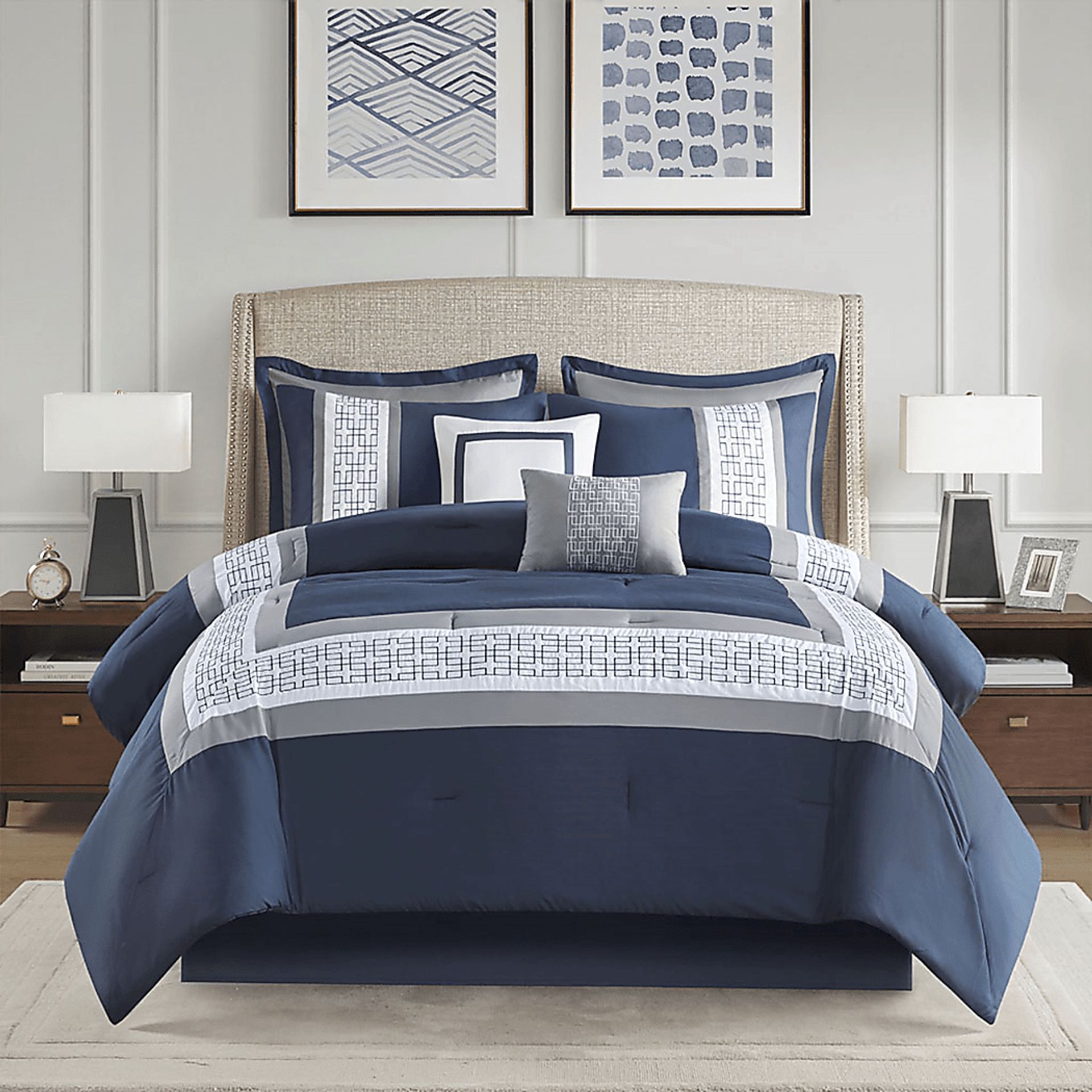 Marwin Blue 8pc Cal King Comforter Set - Image 9