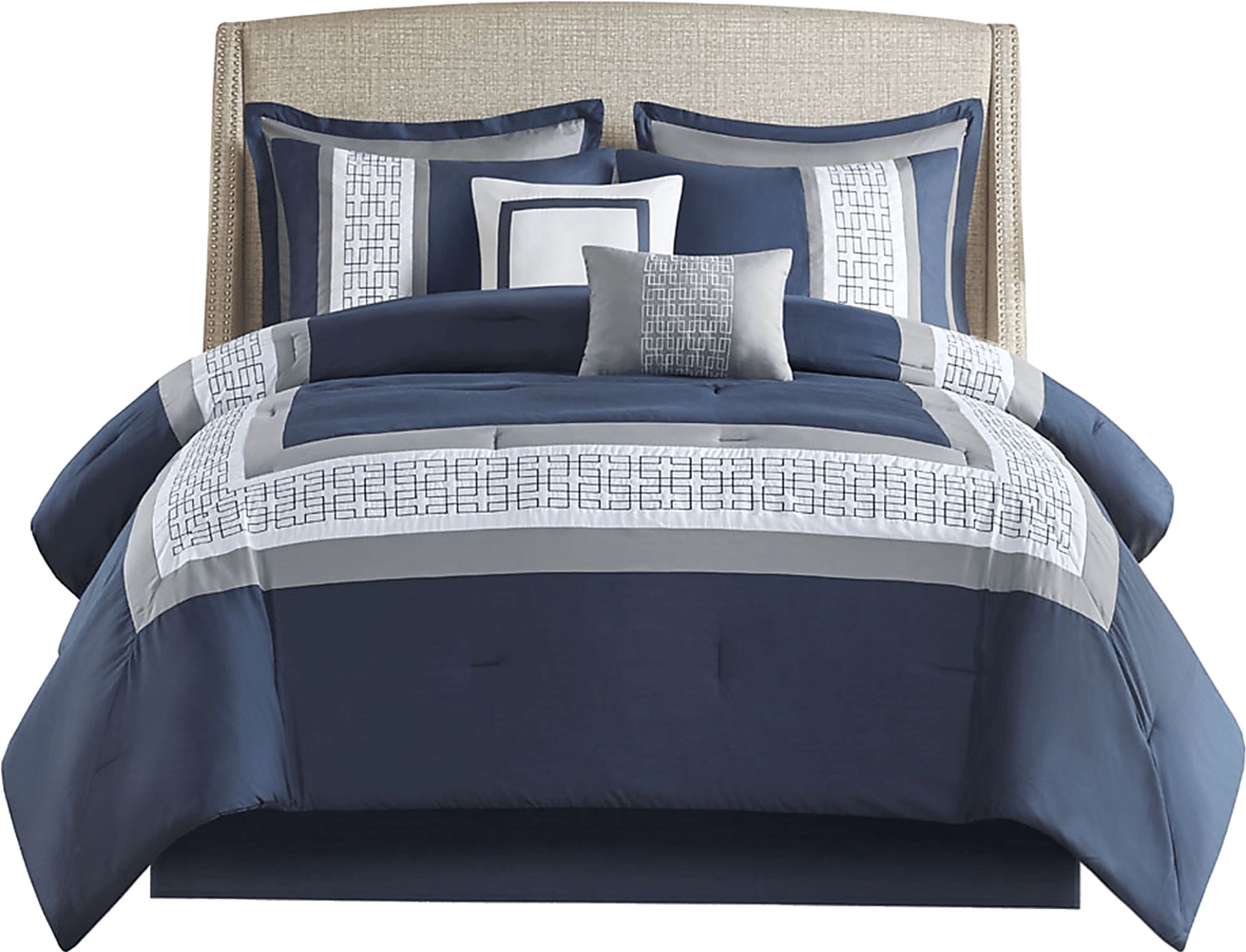 Marwin Blue 8pc Cal King Comforter Set - Image 1