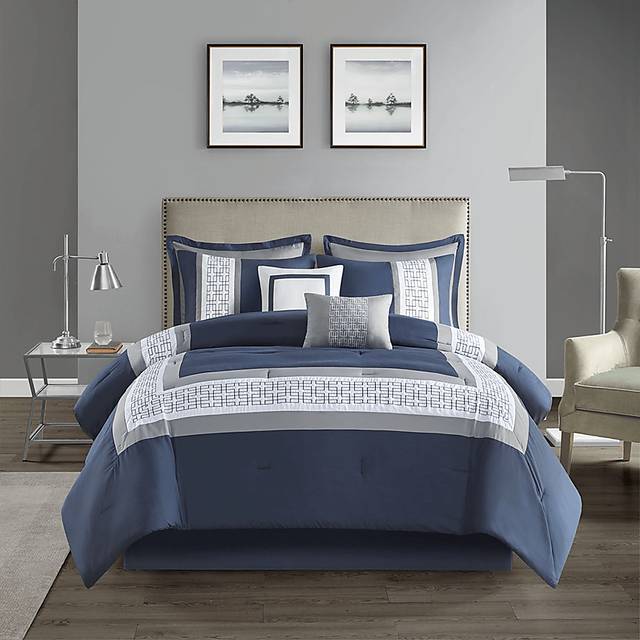 Marwin Blue 8pc Queen Comforter Set - Thumbnail - Image 2
